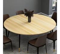 WTLONBF Large Round Folding Table Top - Two-Fold Portable Wood Table for Dining & Parties, Space-Saving Design, Easy Storage, 100cm/39.4in Diameter, Wood Color