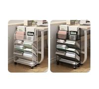 WTLONBF Mobile Filing Cabinet with Wheels Desk Bookshelf, Document Book Storage Shelf, Floor Simple Bookcase, Wheeled Cart File Cabinet(Black)