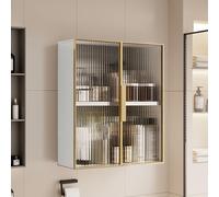WTLONBF Modern Aluminum Wall-Mounted Bathroom Storage Cabinet - Over The Toilet Metal Organizer for Kitchen & Bathroom, Versatile Medicine & Makeup Organizer, Stylish and Space-Saving Solution