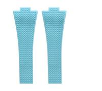 WTNZBAEM 11mm 12mm FKM Convex Strap Compatible With Tissot PRX Series Super Player 35mm 40mm Fluoro Rubber Quick Release Butterfly Buckle Watch Band(Light blue no clasp,11mm)