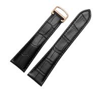 WTNZBAEM 16mm 18mm 20mm Leather Watch Strap Black Blue Brown Deployment Buckle Watch Bands Compatible With Cartier Solo Blue Ballon(Black-rose gold,22mm)