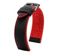 WTNZBAEM 19mm 20mm 22mm 24mm Nylon Fluorine Rubber Bottom Strap Men Waterproof Wrist Bracelet Accessories Compatible With Omega Mido Tissot WatchBand(B-black red,21mm)