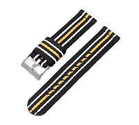 WTNZBAEM 20mm 22mm Nylon Canvas Strap Compatible With MoonSwatch Seiko Universal Outdoors Sport Woven Watch Band Compatible With Swatch X Blancpain Five Oceans(Black white yellow,22mm)