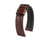 WTNZBAEM 20mm 22mm Watch Strap Compatible With Tudor Bronze Small Red Flower Black Shield Waterproof Cowhide Genuine Leather Rubber Men's Watchband(Brown-black pin,22mm)