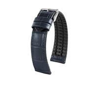 WTNZBAEM 20mm 22mm Watch Strap Compatible With Tudor Bronze Small Red Flower Black Shield Waterproof Cowhide Genuine Leather Rubber Men's Watchband(Blue-steel pin,22mm)