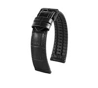 WTNZBAEM 20mm 22mm Watch Strap Compatible With Tudor Bronze Small Red Flower Black Shield Waterproof Cowhide Genuine Leather Rubber Men's Watchband(Black-black pin,20mm)