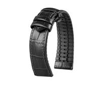 WTNZBAEM 20mm 22mm Watch Strap Compatible With Tudor Bronze Small Red Flower Black Shield Waterproof Cowhide Genuine Leather Rubber Men's Watchband(Blue-Black Folding,22mm)