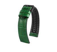 WTNZBAEM 20mm 22mm Watch Strap Compatible With Tudor Bronze Small Red Flower Black Shield Waterproof Cowhide Genuine Leather Rubber Men's Watchband(Green-black pin,22mm)