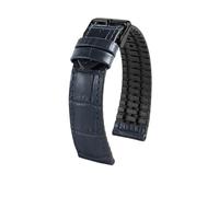 WTNZBAEM 20mm 22mm Watch Strap Compatible With Tudor Bronze Small Red Flower Black Shield Waterproof Cowhide Genuine Leather Rubber Men's Watchband(Blue-Black pin,20mm)