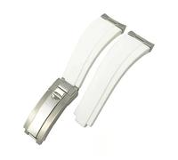 WTNZBAEM 20mm Metal Link Curved End Rubber Watchband Compatible With Rolex Submariner DAYTONA Yacht-Master GMT Strap Silicone Bracelets(White,20MM_GOLD)