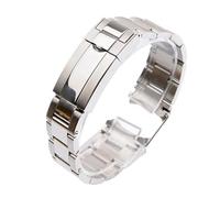 WTNZBAEM 20mm Watch Band Compatible With Rolex SUBMARINER DAYTONA Fine-Tuning Pull Button Clasp Strap Accessories 904L Stainless Steel Bracelet(Bright silver,20mm)