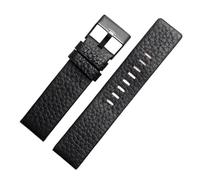 WTNZBAEM 22mm 24mm 26mm 28mm 30mm Leather Watchband Black& White& Brown Watch Strap Compatible With DZ7311(Black black clasp,27mm)