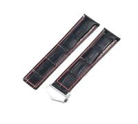 WTNZBAEM 24 22 20mm Breathable Sweatproof friendly Watchbands Compatible With Tag Heuer Series Premium Cowhide Solid Steel Buckle Strap(Black Red-ST-Z5,20mm)