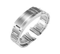 WTNZBAEM 904L Solid Stainless Steel Compatible With Rolex SUBMARINER DAYTONA SUP GMT Fine-Tuning Pull Button Clasp Strap 20mm Men's Watch Chain(Frosted silver,20mm)