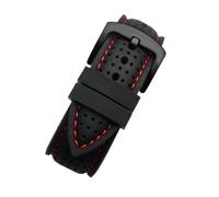 WTNZBAEM Breathable Silicone Sports Band Compatible With Hua-wei Sam-sung Watchband 20mm 22mm Rubber Strap Compatible With Mido- T-issot O-mega Accessories(Black red black,24mm)