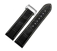 WTNZBAEM Calfskin Leather Strap 20mm 22mm Men Folding Buckle Bracelet for Hamilton KHAKI AVIATION JAZZMASTER Series Watch Band(Black01,20mm)
