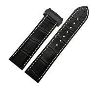 WTNZBAEM Calfskin Leather Strap 20mm 22mm Men Folding Buckle Bracelet for Hamilton KHAKI AVIATION JAZZMASTER Series Watch Band(Black02,20mm)