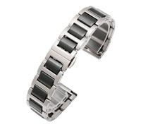 WTNZBAEM Ceramic Bracelet Compatible With Armani Mido Longines Waterproof Watchband Femal Wristband 14mm 16mm 18mm 20mm 22mm 24mm(Steel Black,16mm)