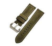 WTNZBAEM Compatible With PaneraiStrap 20mm 22mm 24mm 26mm Crazy Horse Leather Color Changing Cowhide Watch Strap(Green,22mm-Black buckle)