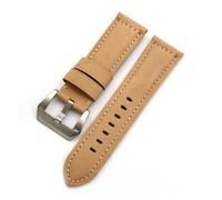 WTNZBAEM Compatible With PaneraiStrap 20mm 22mm 24mm 26mm Crazy Horse Leather Color Changing Leather Cowhide Watch Strap(Khaki,20mm- Black buckle)
