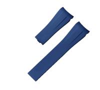 WTNZBAEM Compatible With Rolex Strap Daytona Submariner GMT Curved End With Stainless Folding Buckle Waterproof Strap Soft Colorful Watch Band 20mm(Blue,20mm-Matt Silver Buc)