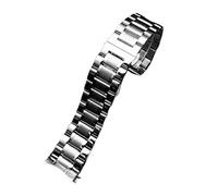 WTNZBAEM Compatible With Seiko Casio Longines Curved End Stainless Steel Strap Men Metal Watchband Watch Chain Bracelet(C Silver,20mm)