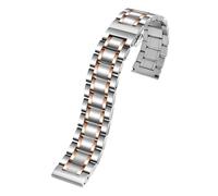 WTNZBAEM Compatible With Seiko Citizen Casio Flat Curved End Stainless Steel Strap Men 18mm 20mm 22mm 24mm Metal Watchband Watch Chain Bracelet(Silvey-Rose gold,24mm)
