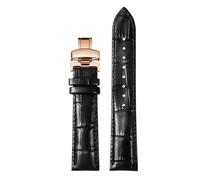 WTNZBAEM Compatible With Tissot 1853 Durol T099 Cowhide Leather Watch Strap T099407 T099207A Men's Women's 16mm 21mm Bracelet Black Brown Watchband(Black-rose gold,16mm)