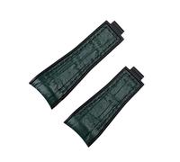 WTNZBAEM Crocodile Dual Color Soft Rubber Strap Compatible With Rolex Men Fine-Tuning Pull Button Clasp Watchband(Green black,20mm gold buckle)