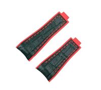 WTNZBAEM Crocodile Dual Color Soft Rubber Strap Compatible With Rolex Men Fine-Tuning Pull Button Clasp Watchband(Green red,20mm silver buckle)