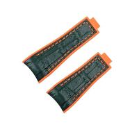 WTNZBAEM Crocodile Dual Color Soft Rubber Strap Compatible With Rolex Men Fine-Tuning Pull Button Clasp Watchband(Green orange,20mm No buckle)