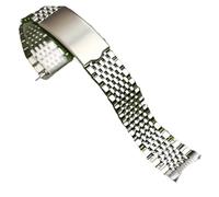 WTNZBAEM Curved End Watchband Bead Of Rice Watch Strap Compatible With Omega Seamaster Accessories Band Stainless Steel Bracelet 18mm 19mm 20mm(Silver,20mm)