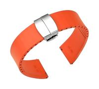 WTNZBAEM FKM Strap 18mm 20mm 21mm 22mm Quick Release Fluoro Rubber Universal Butterfly Buckle Watch Band Accessories Compatible With Cut To Size(Orange,19mm)