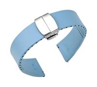 WTNZBAEM FKM Strap 18mm 20mm 21mm 22mm Quick Release Fluoro Rubber Universal Butterfly Buckle Watch Band Accessories Compatible With Cut To Size(Light blue,19mm)