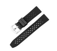 WTNZBAEM Fluorine Rubber Watch Band 18mm 20mm 22mm 24mm Quick Release Strap Customized Sport Diving Bracelet Compatible With Each Watches(Black-Silver Buckle,24mm)