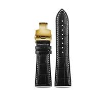 WTNZBAEM Large size leather watch strap Compatible With Armani AR2411 Panerai PA111 441 men's 22mm 23mm 24mm 26mm 28mm big width Watchband(Black white gold B,22mm)