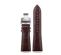 WTNZBAEM Large size leather watch strap Compatible With Armani AR2411 Panerai PA111 441 men's 22mm 23mm 24mm 26mm 28mm big width Watchband(Brown white silver B,26mm)