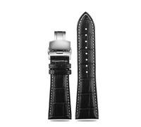 WTNZBAEM Large size leather watch strap Compatible With Armani AR2411 Panerai PA111 441 men's 22mm 23mm 24mm 26mm 28mm big width Watchband(Black white silver B,28mm)