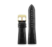 WTNZBAEM Large size leather watch strap Compatible With Armani AR2411 Panerai PA111 441 men's 22mm 23mm 24mm 26mm 28mm big width Watchband(Black white gold A,22mm)