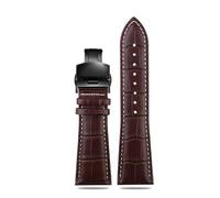 WTNZBAEM Large size leather watch strap Compatible With Armani AR2411 Panerai PA111 441 men's 22mm 23mm 24mm 26mm 28mm big width Watchband(Brown white black B,22mm)
