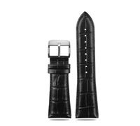 WTNZBAEM Large size leather watch strap Compatible With Armani AR2411 Panerai PA111 441 men's 22mm 23mm 24mm 26mm 28mm big width Watchband(Black silver A,23mm)