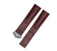 WTNZBAEM Leather Straps Blue Black With Red Stitches Bracelet 19 20 22mm Compatible With Men Watchband Wrist Watch Band(Brown,19mm no buckle)