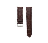 WTNZBAEM Leather Watch Strap 22mm 23 24 26mm 28mm Watchband Pin Clasp Mens Bracelet Band Alligator Grain(Brown white silver,19mm)