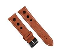 WTNZBAEM Leather Watchband 18mm 20mm 22mm 24mm Brown Coffee Black Racing Strap Handmade Stitching Quick Release Watch Band(Yellow Brown-WH Wire,24mm)