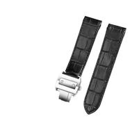 WTNZBAEM Leather Wristband Compatible With Cartier Santos 100 Male And Female Folding Buckle Wristband 20mm 23mm(Black Silver Buckle,20mm)