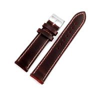 WTNZBAEM Oil Wax Watch Straps 16mm 18mm 19mm 20mm 21mm 22mm 24mm Cowhide Watchbands Retro Bracelet Handmade Wristband(Wine red,17mm)