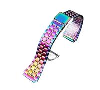 WTNZBAEM Retro Small Square Metal Watchband Compatible With CASIO A159w-n1 A158WA/168 LA670 AE-1200/W-218H/F84 Strap Stainless Steel Bracelet 18mm(Colorful 5)