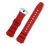 WTNZBAEM Rubber Watch Strap Compatible With Casio AE-1000W AQ-S810W AQ-S800W AE-1200 W-735H Silicone Band Men Sports Waterproof Watch Bracelet 18mm(Red silver)