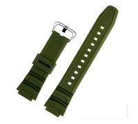 WTNZBAEM Rubber Watch Strap Compatible With Casio AE-1000W AQ-S810W AQ-S800W AE-1200 W-735H Silicone Band Men Sports Waterproof Watch Bracelet 18mm(Green silver)