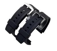 WTNZBAEM Silicone Rubber Sports Watch Strap Compatible With Casio 5119 Edifice EF-552 Watchband EF-552D-1A Men's Bracelet Stainless Buckle Black(Black silver A)